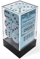 Chessex Dice: 16mm D6 12ct Opaque Pastel Blue Black CHX25666